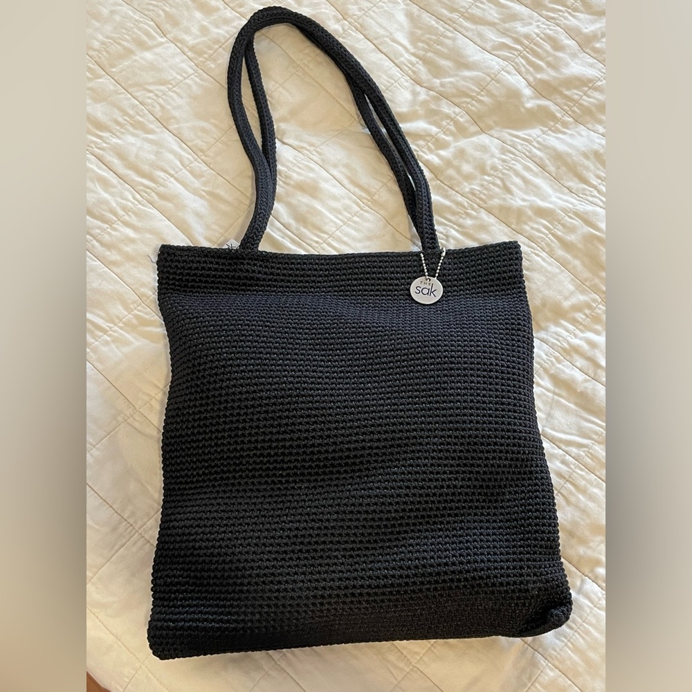 The Sak black crocheted handbag, never used!